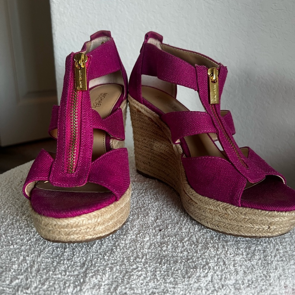 Michael Kors Fuchsia Wedge Sandals